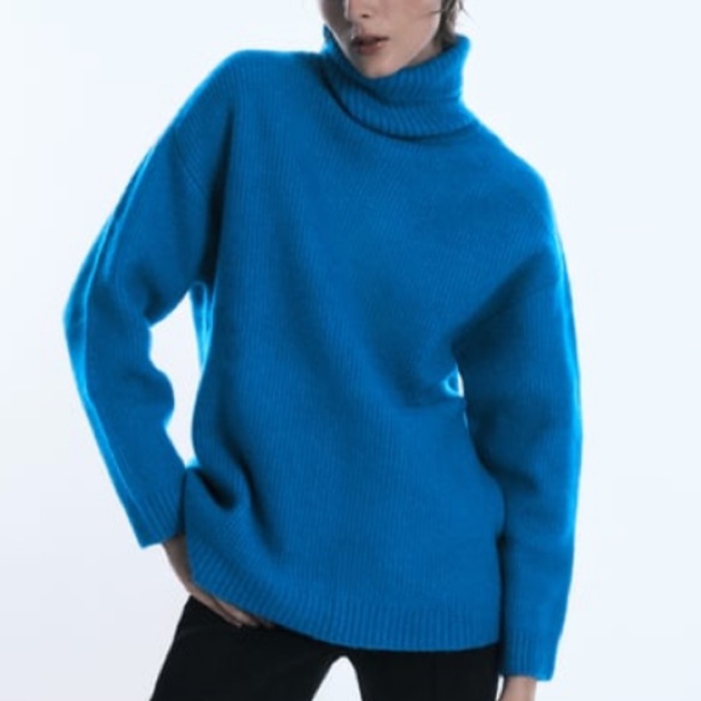 Zara Soft Rib Knit Turtleneck Sweater
